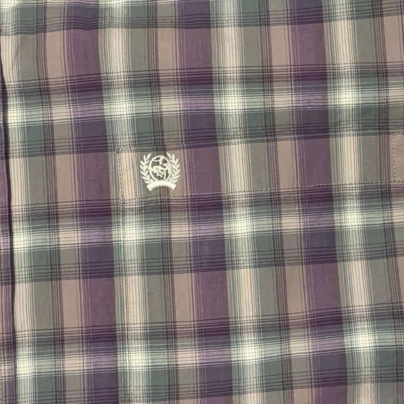 Cinch Men’s Plaid Button Down Western Shirt Size XL Purple Green Long Sleeve - Picture 4 of 7